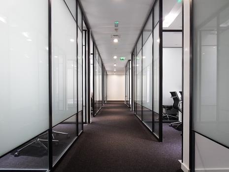 Falcon Group glass partition corridor