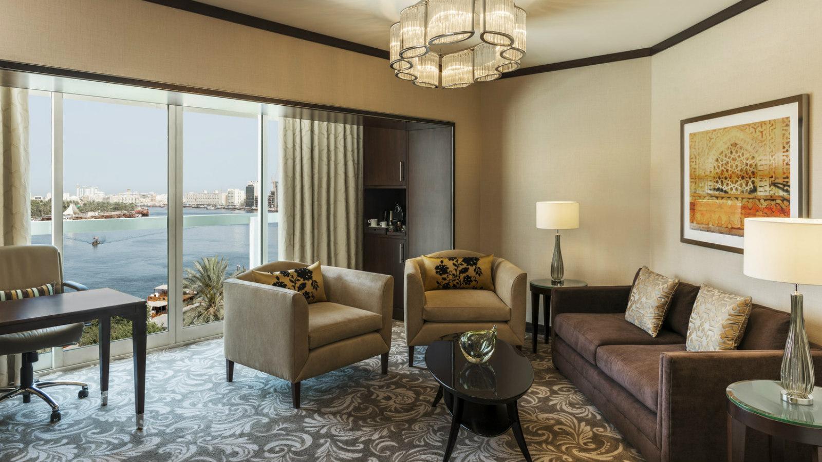 Sheraton Dubai Creek suite with waterfront view